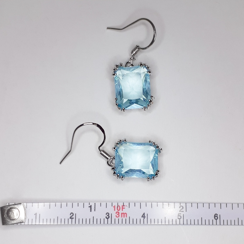 🎀Aquamarine Classic Style Earrings - Picture 3 of 6